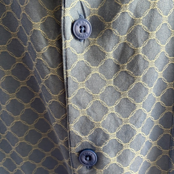 GUC size XL Sette Ponti Blue Patterned Men's Silk blend shirt. Button up. - Picture 5 of 10